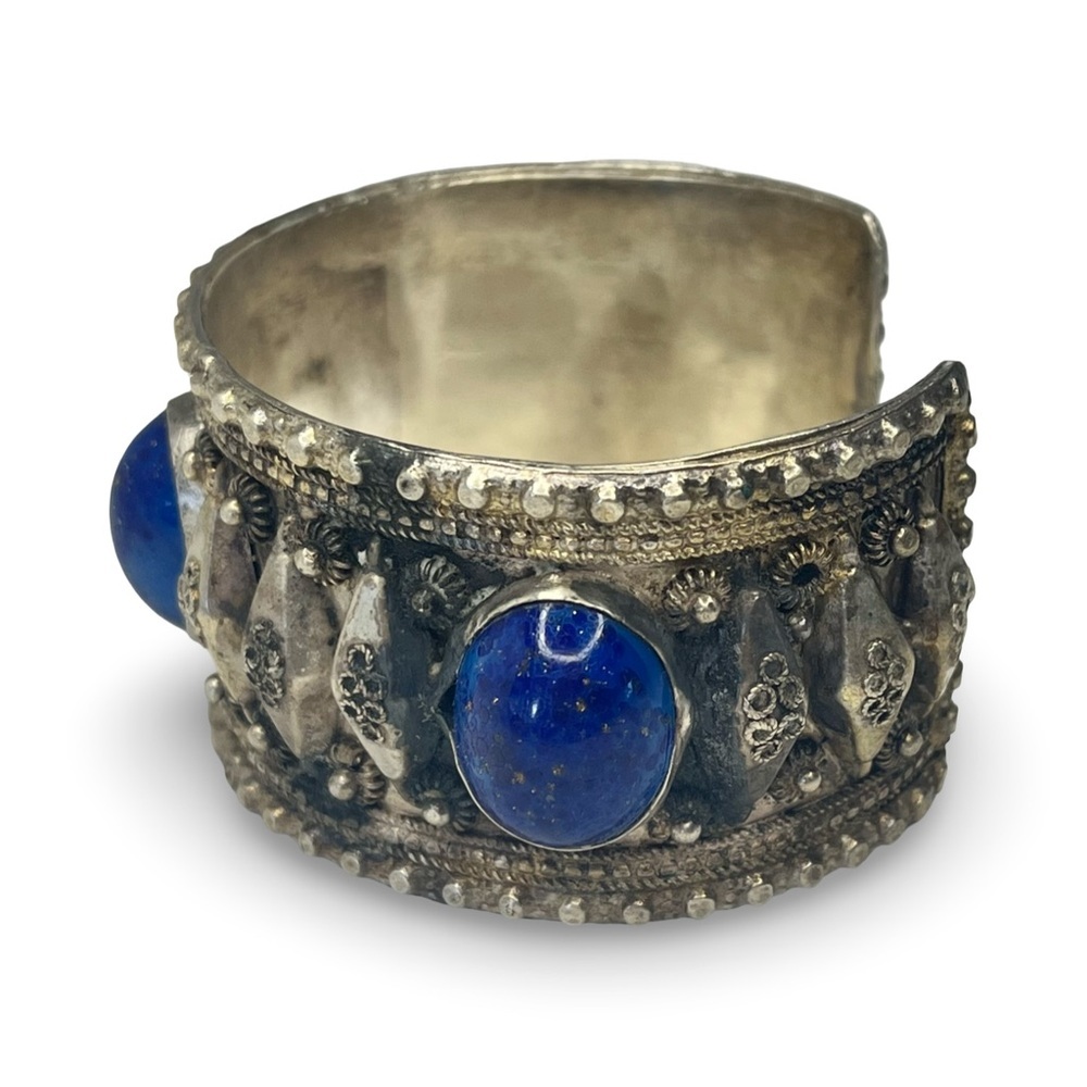 Silver Cuff Bracelet with Blue Stones - Picture 3 of 4